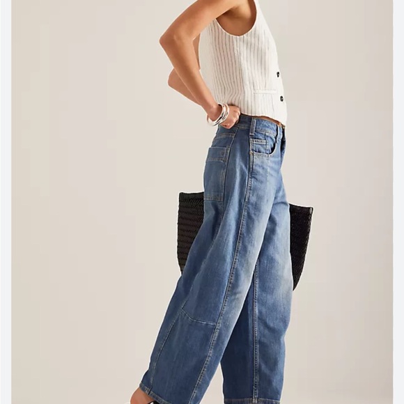 Pilcro-Anthropologie-The Kenna Mid-rise Heritage Barrel Jeans-Medium Wash - Picture 2 of 10